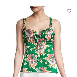 Floral Green Camisole with Ruffled Straps